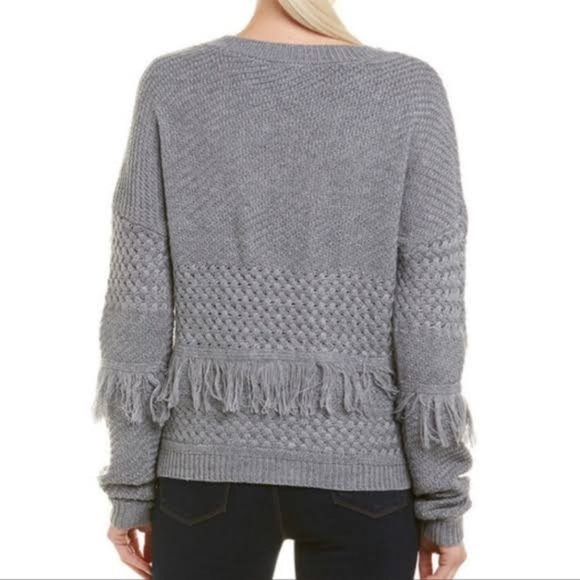 Jack by BB Dakota Gray Fringe Knit Sweater. Size Medium  New with tags - Picture 2 of 7